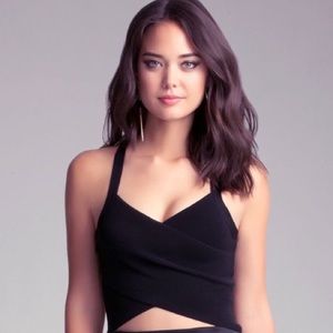 BEBE Black Criss Cross Crop Top